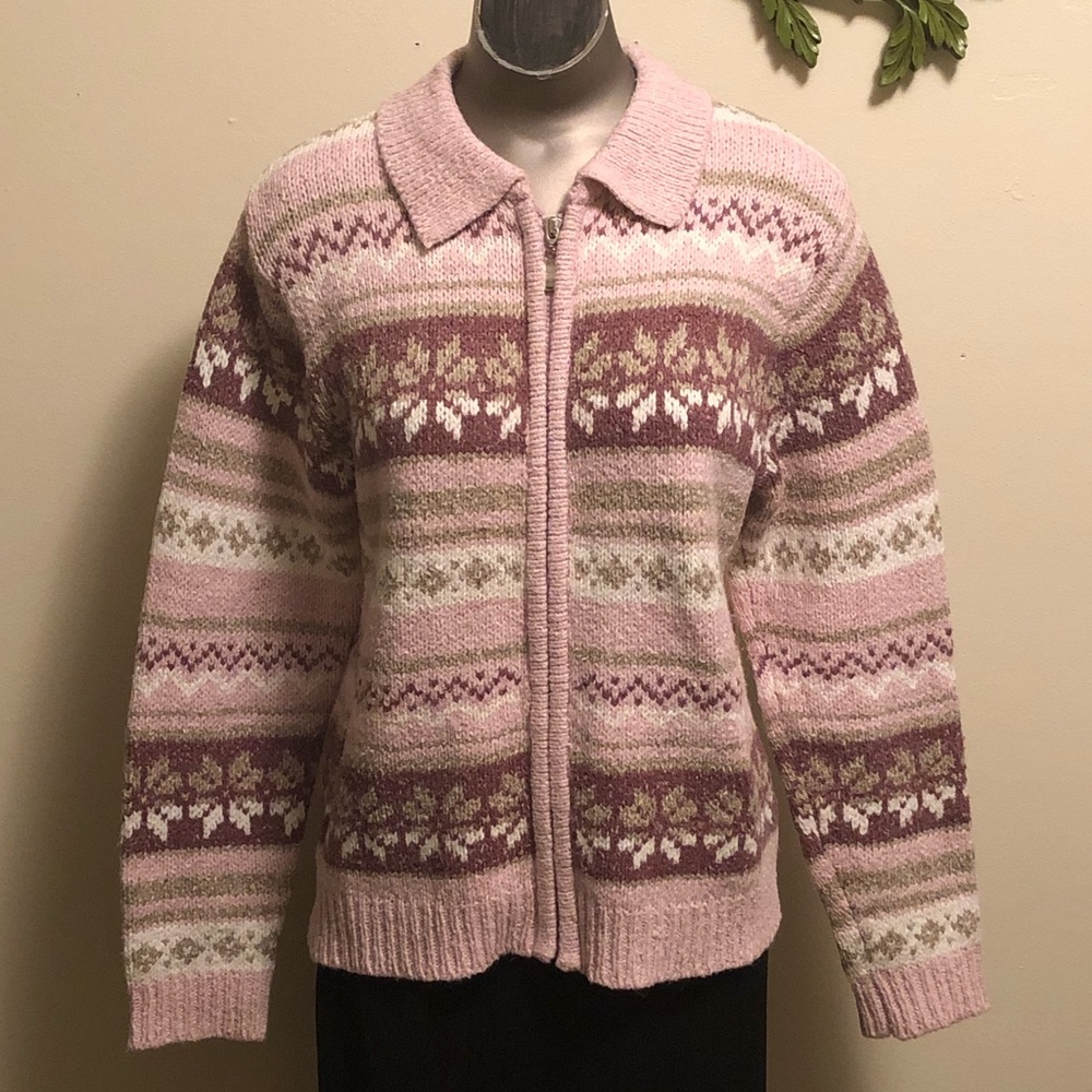 ❄️Dressbarn Winter Pattern Zip Sweater